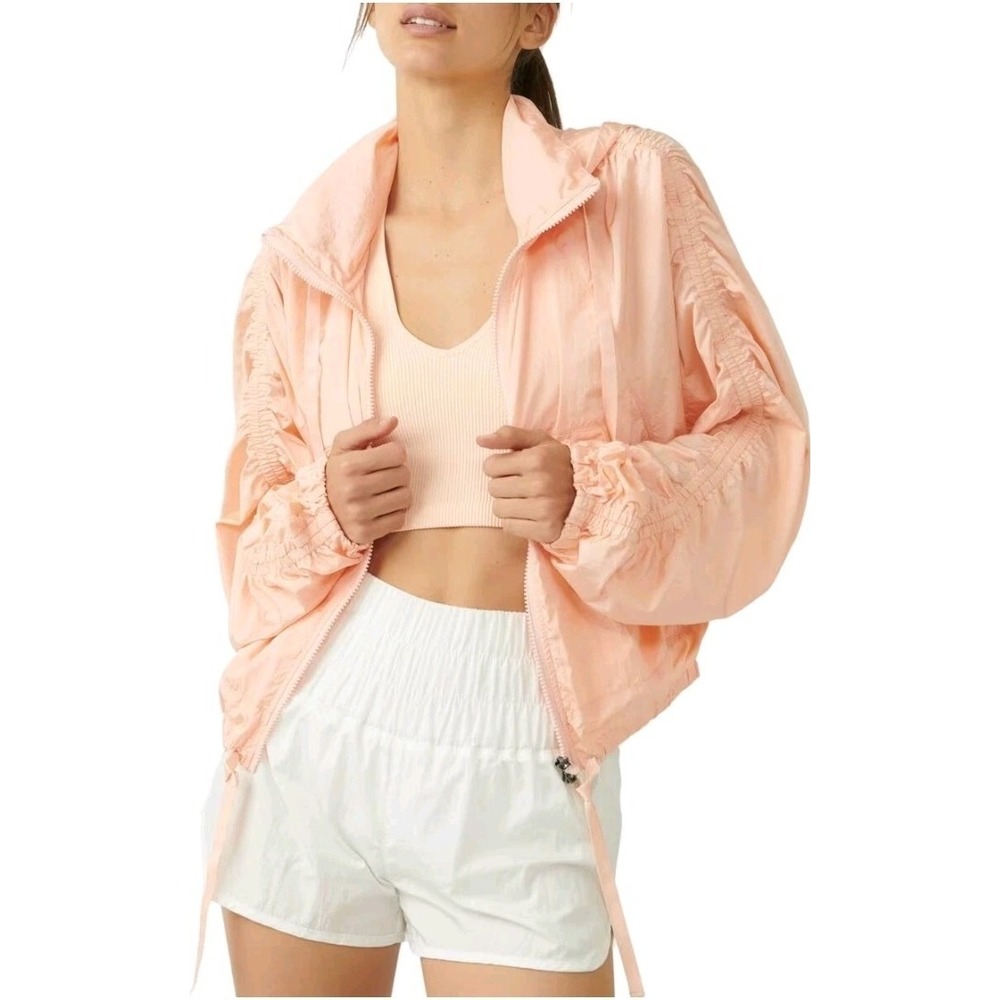 Free People Movement Way Home Packable Jacket Windbreaker Womens Size L peach